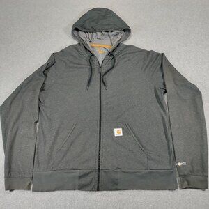 Carhartt Hoodie Mens large Regular Fit Force Delmont Zip-Front Gray 1015466
